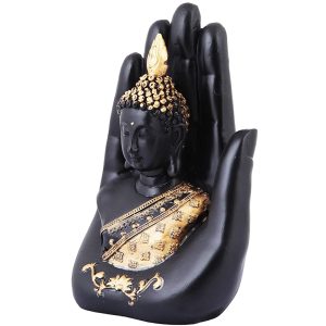 Palm Buddha Idol Polyresin Showpiece for Home Decor, Diwali Gifts, Office, Study Table