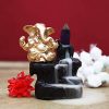 Ganesha Smoke Backflow Fountain Cone Incense Holder with 10 Smoke Backflow Scented Cones Incenses