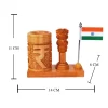 Wooden Rupee Pen Stand, Ashok Pillar and Indian Flag for Office Use - Image 6