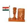 Wooden Rupee Pen Stand, Ashok Pillar and Indian Flag for Office Use - Image 4