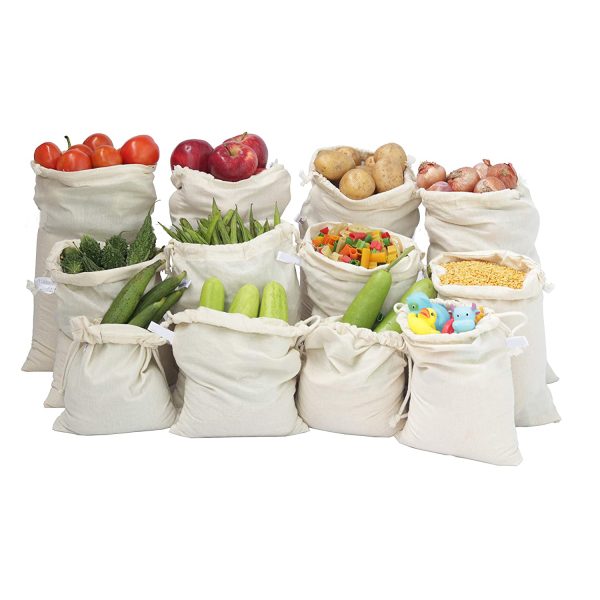 Cotton Reusable Fridge Storage Bags for Vegetables and Fruits Quality