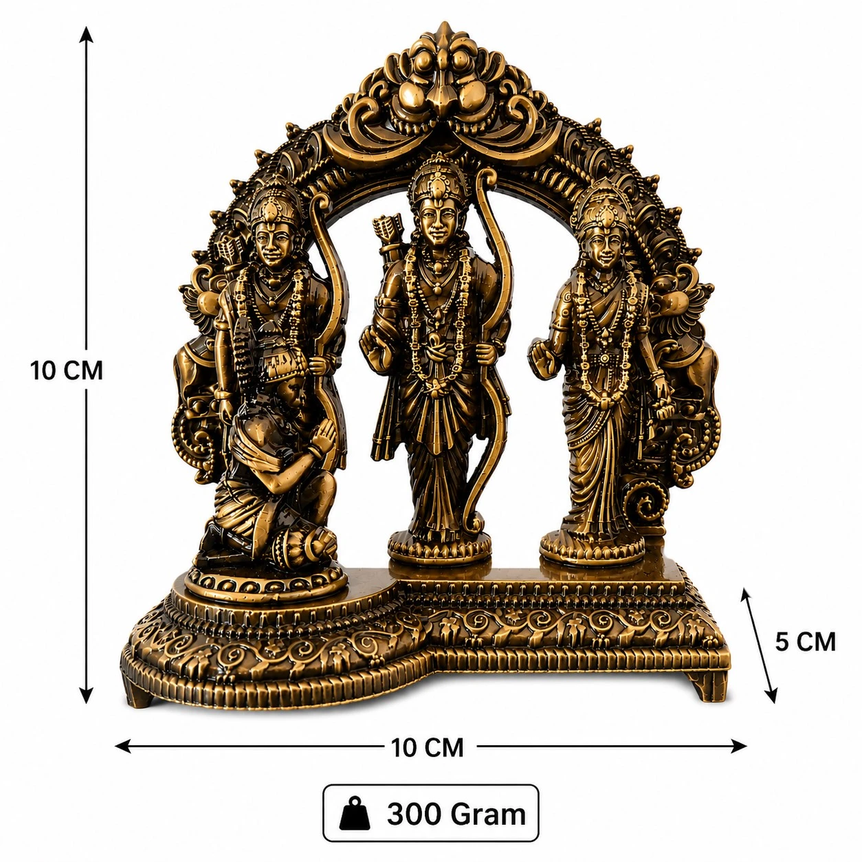 Metal Ram Darbar Idol with Hanuman Statue for Home Temple, Pooja Room, Decorative Hindu God Murti, Antique Finish Religious Showpiece (10x5x10cm, 300g) - Image 3