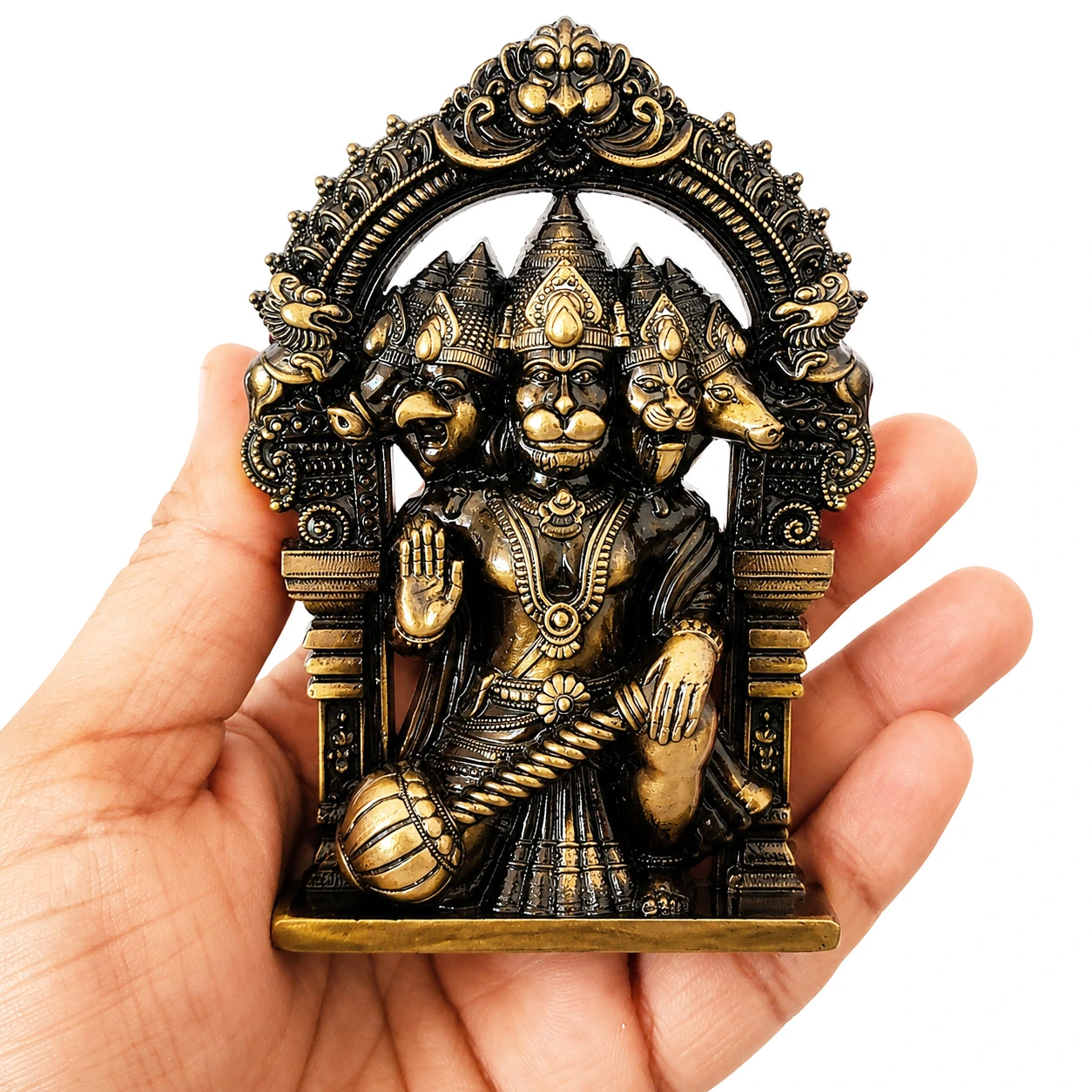 Metal Panchmukhi Hanuman Idol for Home Decor & Puja, Decorative Lord Hanuman Murti for Office Desk, Temple (7x1.5x11 CM ,120 Gram) - Image 3