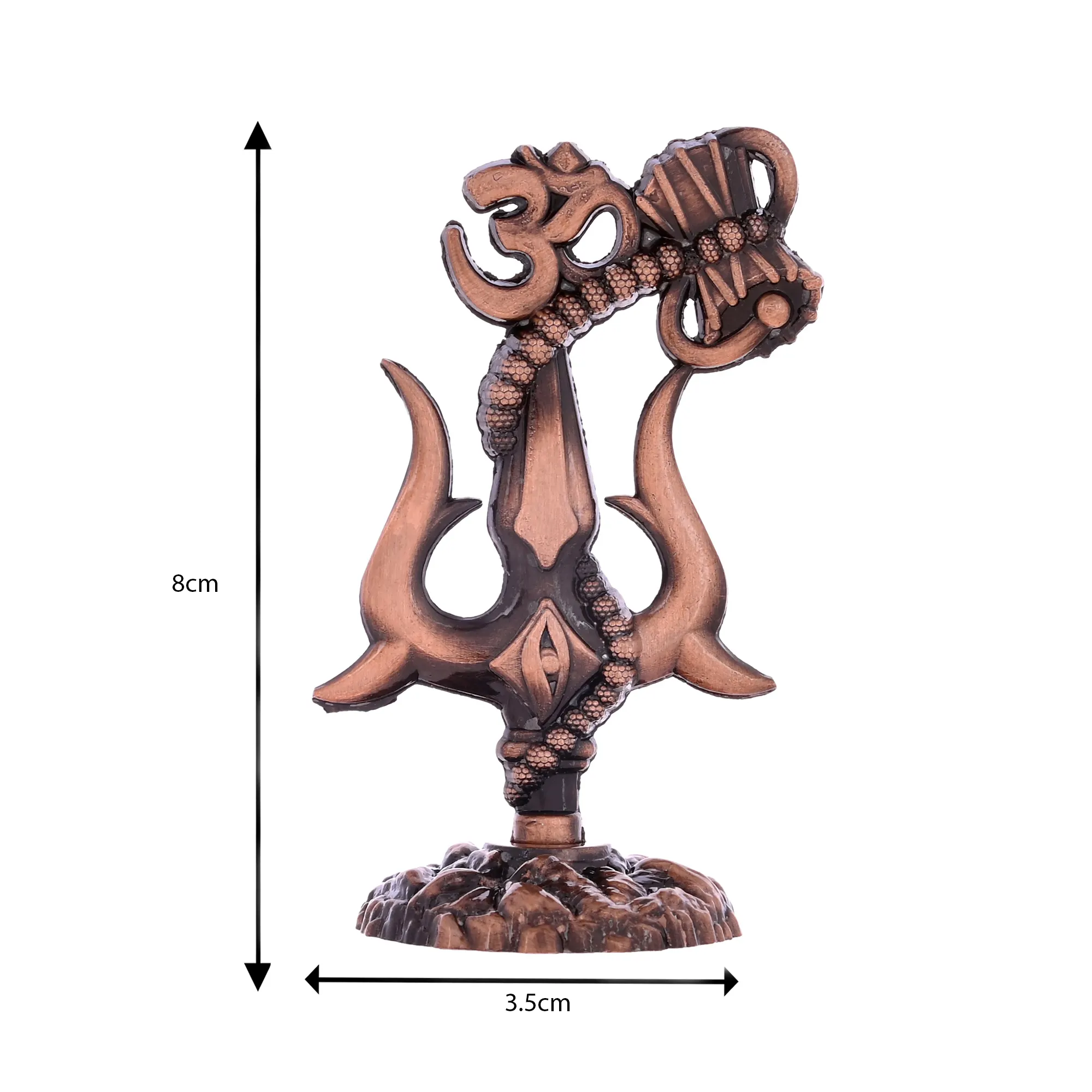 Metal Shiv Trishul for Car Dashboard with Om Damru, Decorative Shiv Trishul Idol for Car Dashboard, Home Temple, Office Desk, Antique Finish Spiritual Dashboard Accessory (4x4x9 cm, Copper) - Image 4