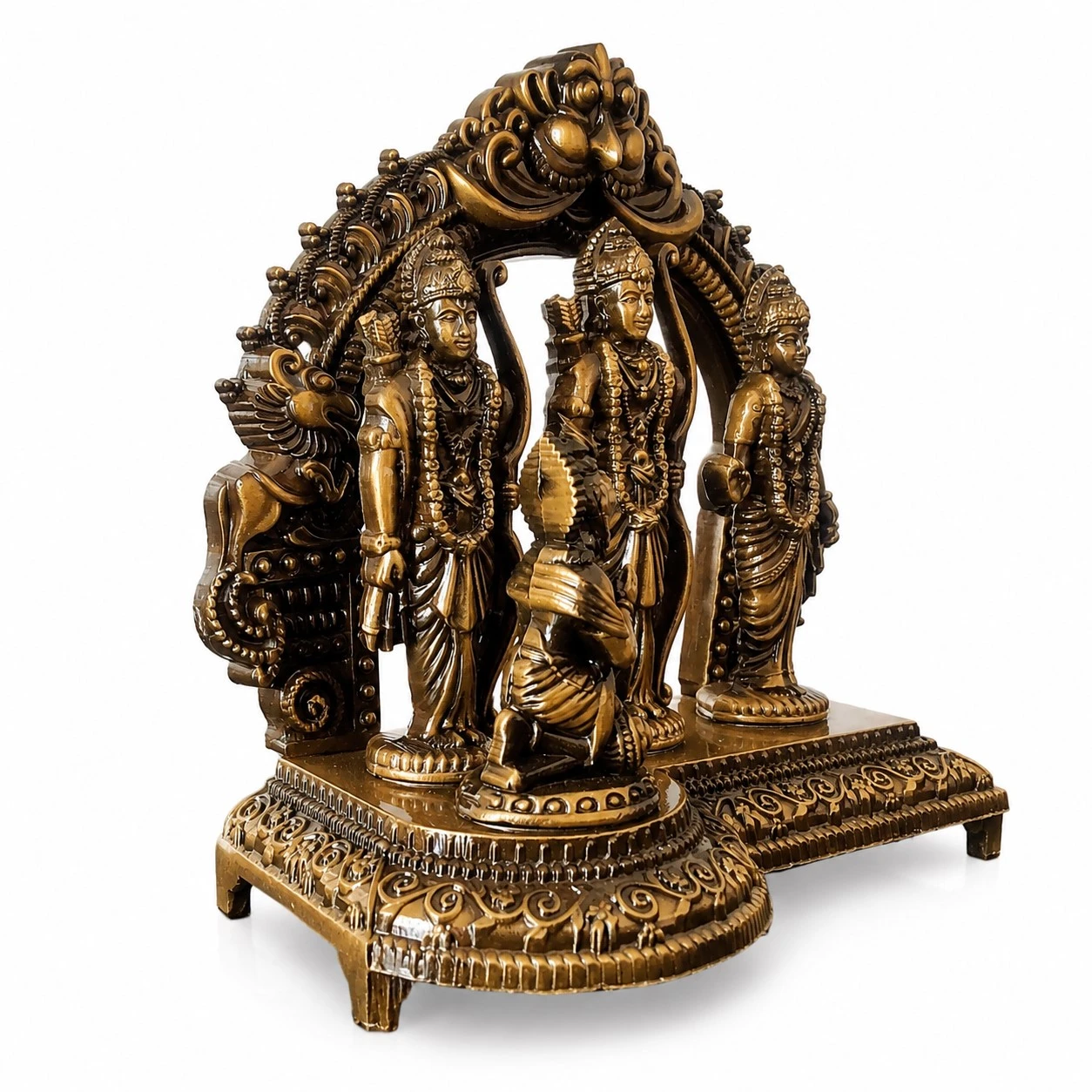 Metal Ram Darbar Idol with Hanuman Statue for Home Temple, Pooja Room, Decorative Hindu God Murti, Antique Finish Religious Showpiece (10x5x10cm, 300g) - Image 5