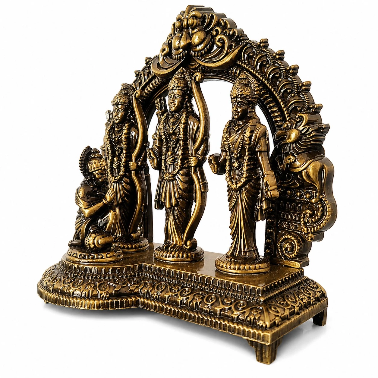 Metal Ram Darbar Idol with Hanuman Statue for Home Temple, Pooja Room, Decorative Hindu God Murti, Antique Finish Religious Showpiece (10x5x10cm, 300g) - Image 7