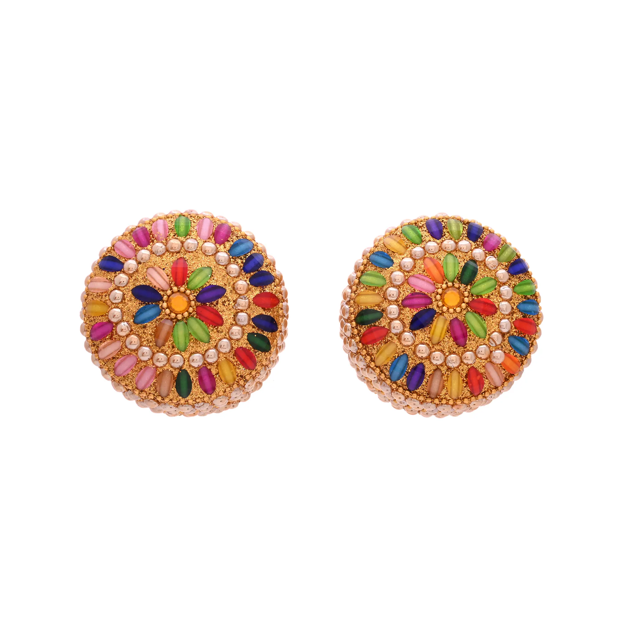 Handmade Small Jewelry Storage Organizer for Women, Multicolor Beaded Trinket Box for Earrings, Rings & Small Accessories (Golden, Set of 2) - Image 4