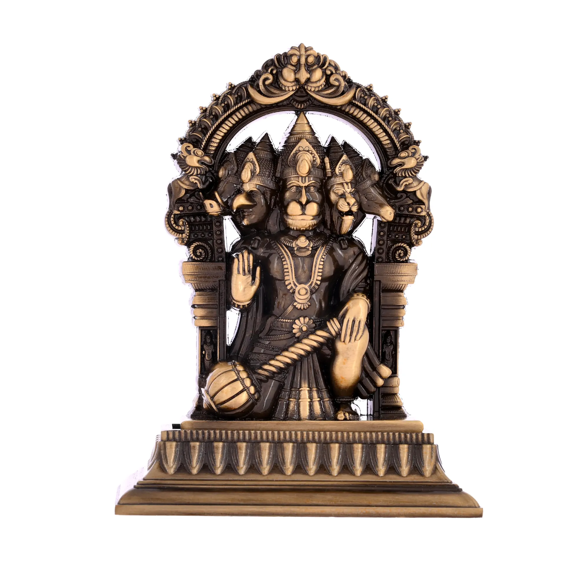 Metal Panchmukhi Hanuman Murti for Home Decor & Pooja Room, Antique Finish Hanuman Statue, Hindu Religious Murti for Temple, Office, Living Room & Gift (13x4.5x10 cm, 185g) - Image 6