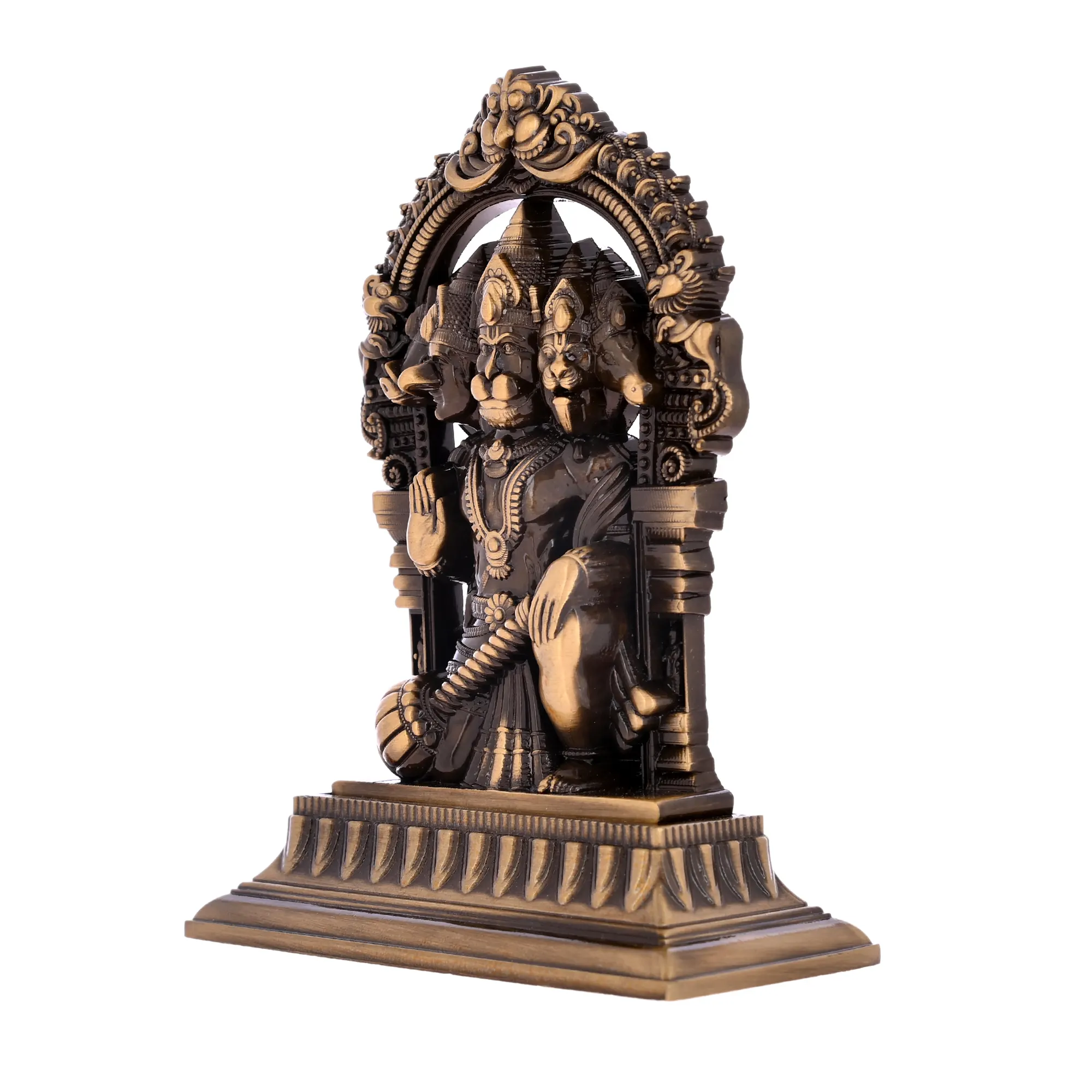 Metal Panchmukhi Hanuman Murti for Home Decor & Pooja Room, Antique Finish Hanuman Statue, Hindu Religious Murti for Temple, Office, Living Room & Gift (13x4.5x10 cm, 185g) - Image 5