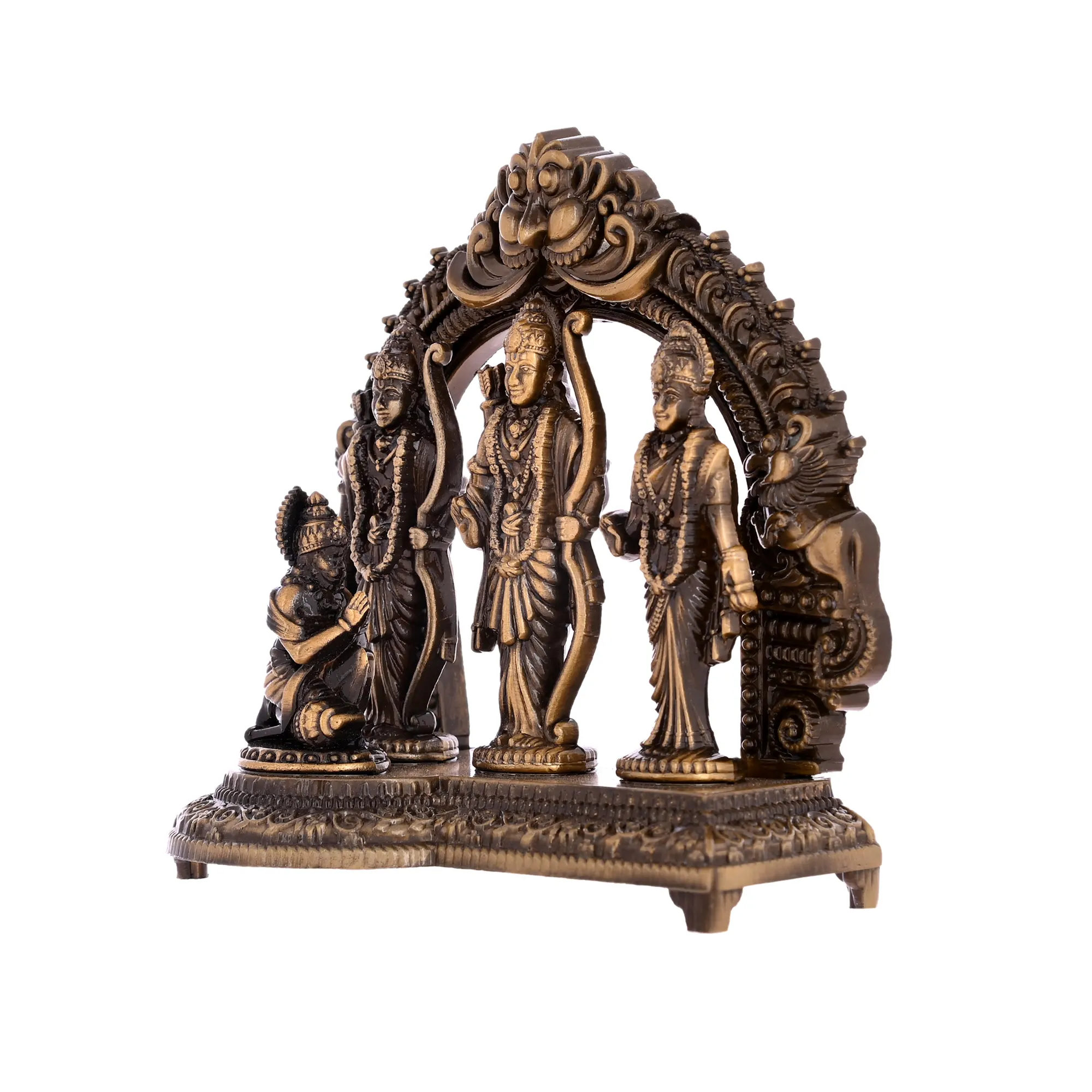 Metal Ram Darbar Idol with Hanuman Statue for Home Temple, Pooja Room, Decorative Hindu God Murti, Antique Finish Religious Showpiece (10x5x10cm, 300g) - Image 5