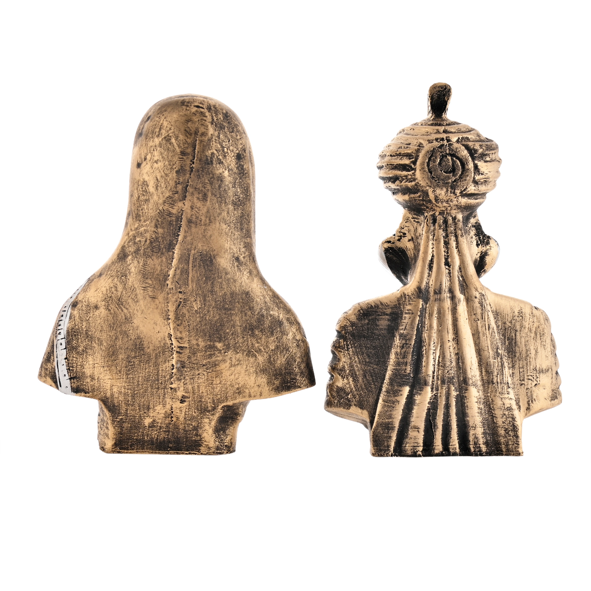 Rajasthani Couple Statue : Polyresin Traditional Decorative Showpiece, Antique Finish Ethnic Figurine Pair for Home Décor, Royal Indian Art Tabletop Ornament, Living Room Office Shelf Decoration - Image 5