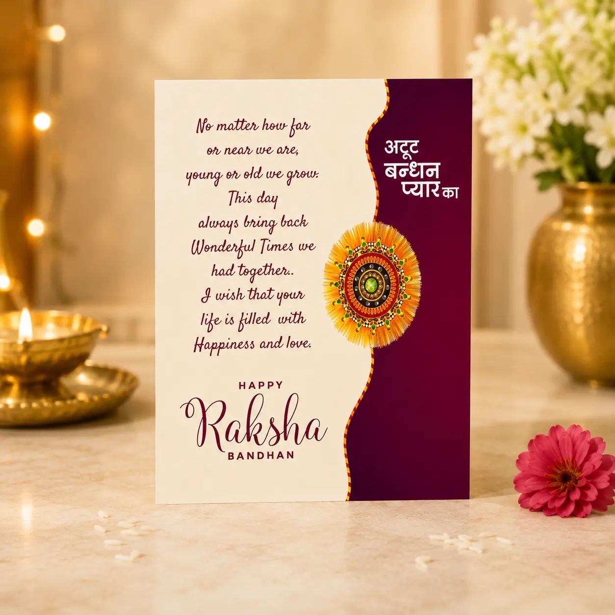 Rakhi Gift : Premium Rakhi Gift Set for Brother with Decorative Rakhi, Bracelet Rakhi, Greeting Card, Roli Chawal and Elegant Gift for Raksha Bandhan - Image 5