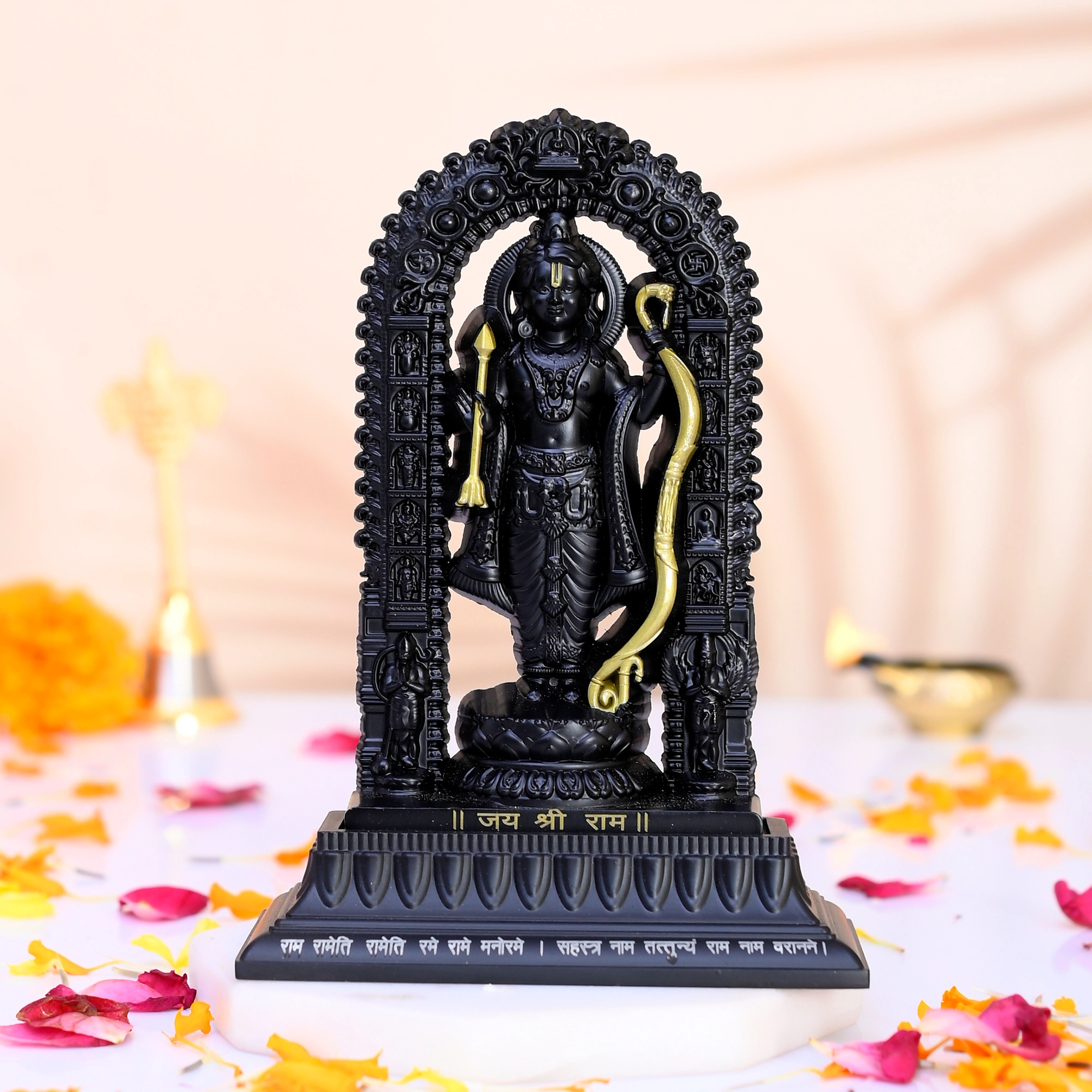 Premium Rakhi Gift Set for Bhaiya Bhabhi & Kids | 4 Designer Rakhi, Roli Chawal Pack, Greeting Card & Decorative Ram Darbar Idol | Raksha Bandhan Gift Hamper for Family - Image 2