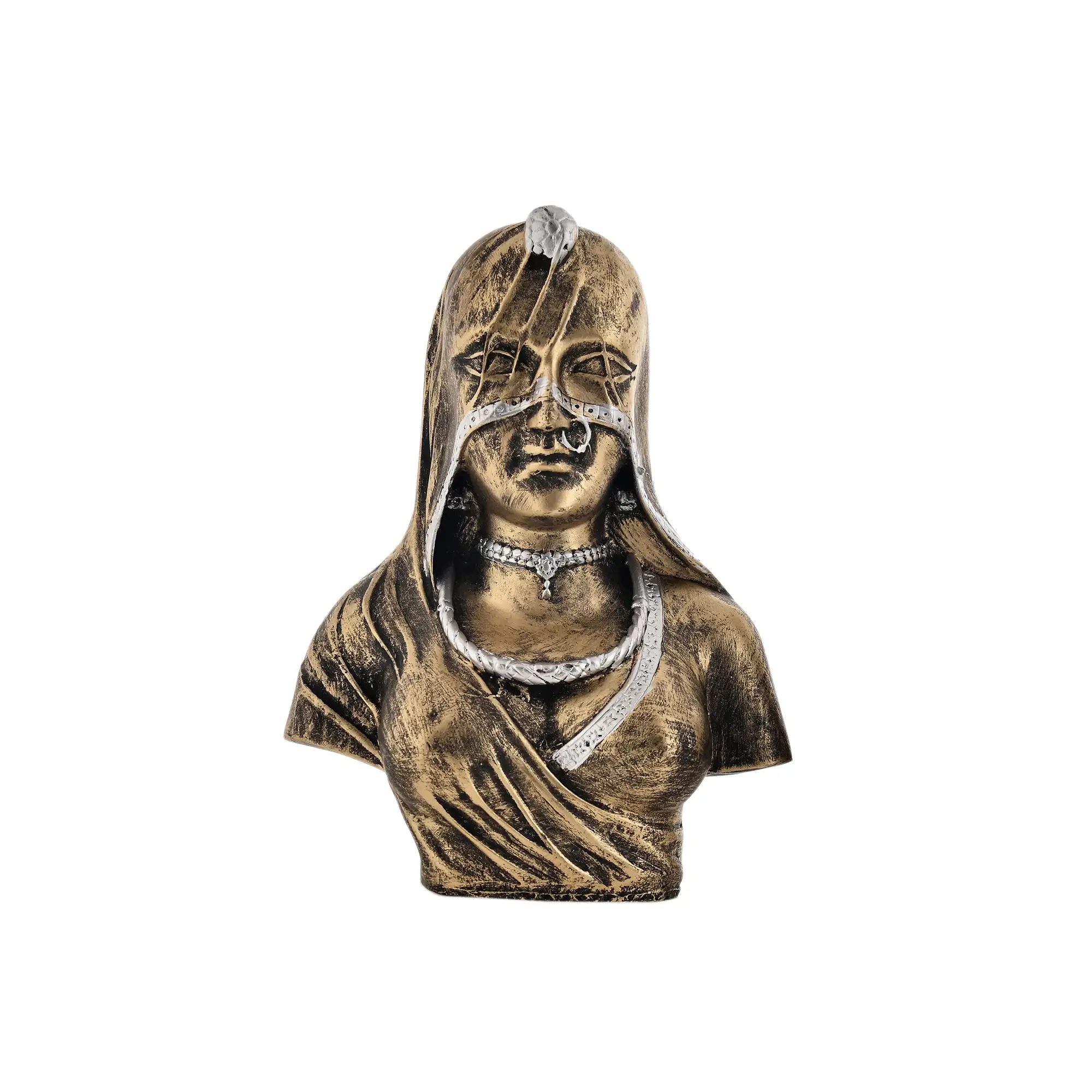 Rajasthani Lady Showpiece: Polyresin Royal Indian Woman Bust Statue, Traditional Lady Figurine, Handcrafted Decorative Showpiece for Home, Living Room & Office Décor - Image 6