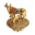Oxidized Metal Religious kamdhenu Cow with Calf Handmade Handicraft for Home Decor Gift Item (Golden)
