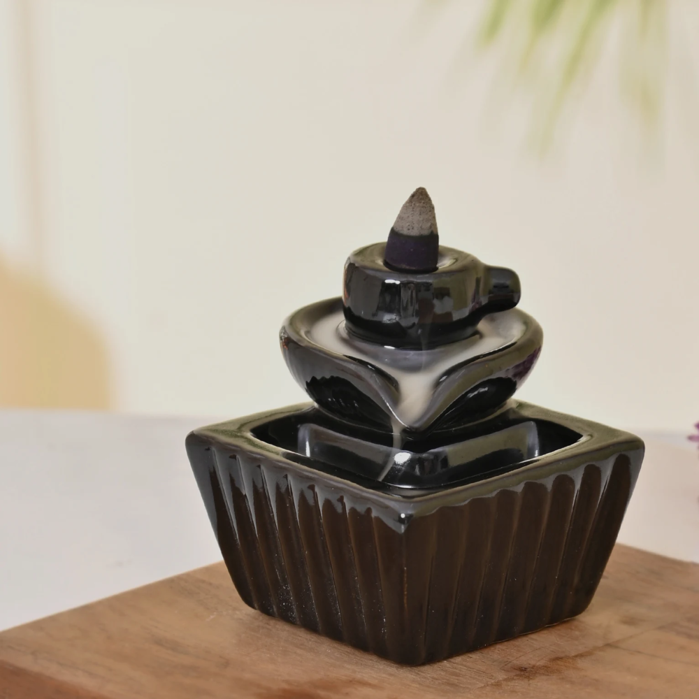 Ceramic Backflow Smoke Waterfall Burner for Home Decor Gifts with 20 Smoke Cones
