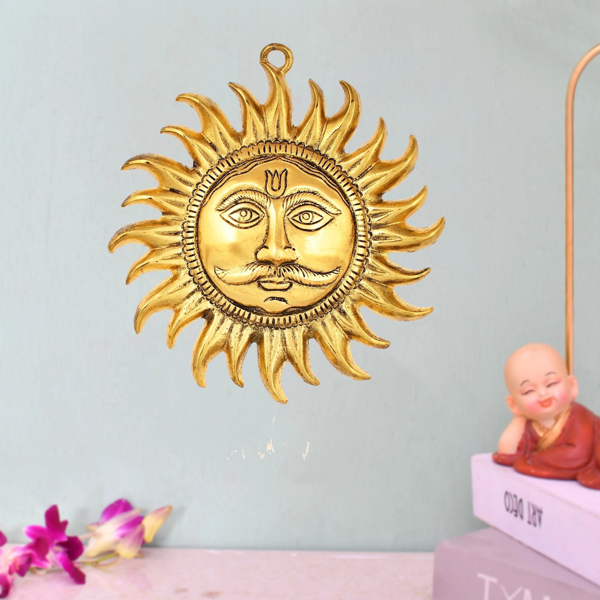 Metal Sun Face Wall Hanging for Home Decor Vastu Items