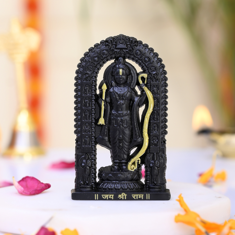 Metal Small Ram Lalla Idol Murti Ayodhya for Car Dashboard, Home Decor. Gifts (Height – 2.7 Inch)