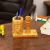 Wooden Rupee Pen Stand, Ashok Pillar and Indian Flag for Office Use