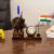 Wooden Ashok Stambh Shape Pen Stand with Table Clock & Flag for Office Use and Gift