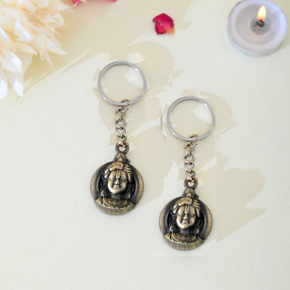 Metal Jai Shree Ram Keyring- Hindu Spiritual Gift for Men & Women (2 Pcs Set)