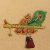 Jai Shree Krishna basuri with mor pankh Key Holder With 3 Hooks (Green, Golden and Red)