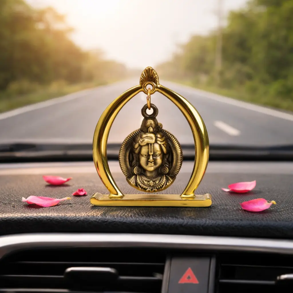 Metal Shree Ram Car Dashboard God Idol | Antique Gold Lord Ram Hanging Statue | Ram Lalla Dashboard Murti for Car Home Temple Gift Decor