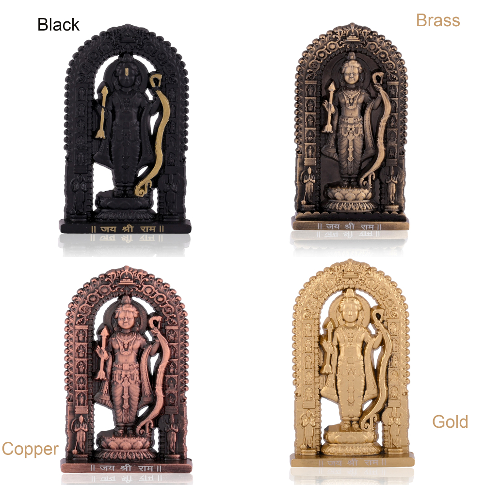Metal Small Ram Lalla Idol Murti Ayodhya for Car Dashboard, Home Decor. Gifts (Height – 2.7 Inch)