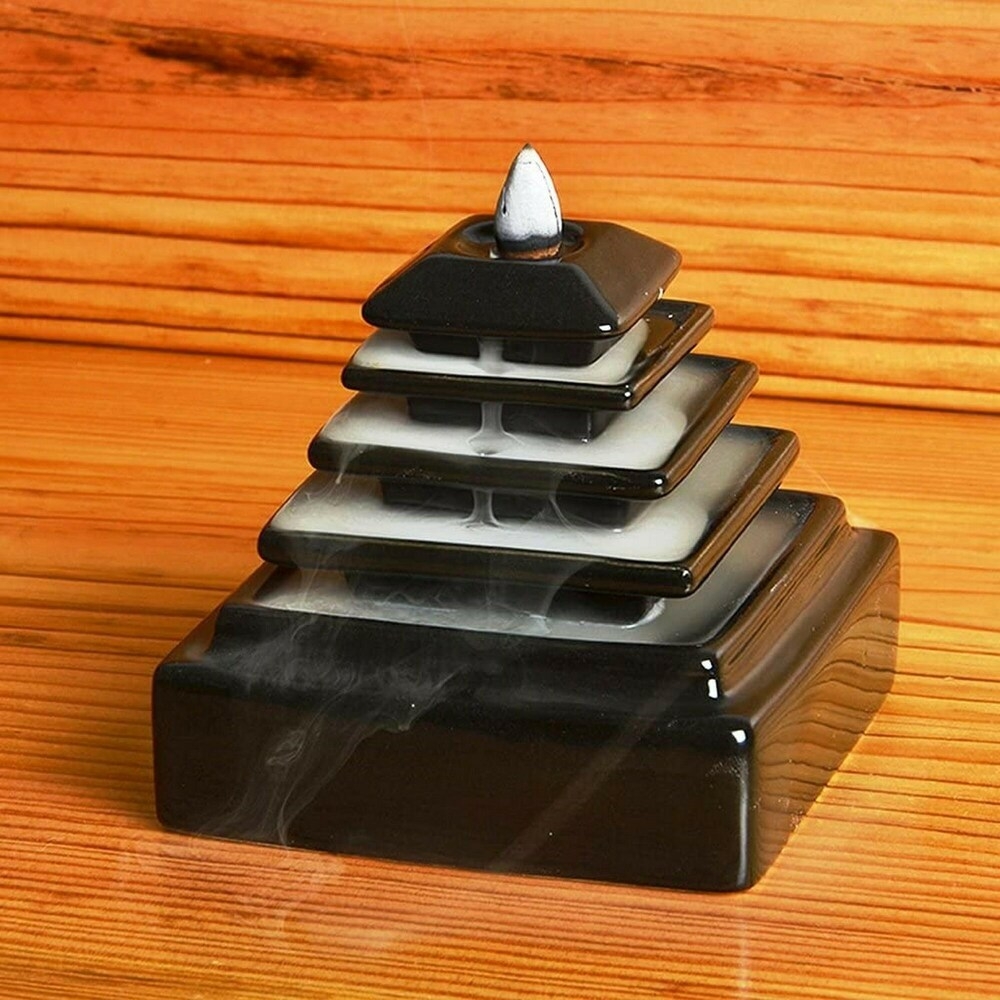 Ceramic Waterfall Smoke Incense Holder for Home Decor Gifts with 30 Smoke Cones