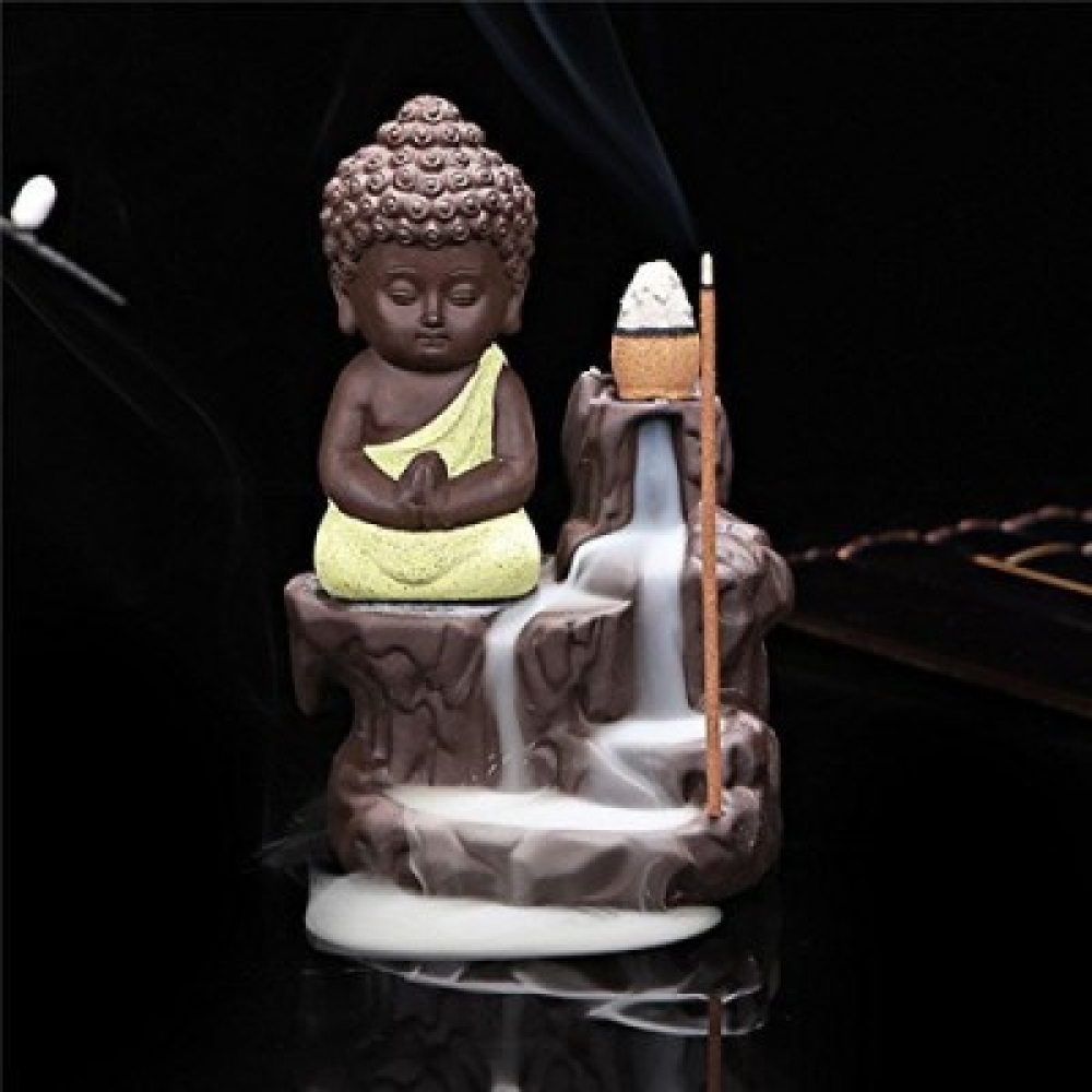 Craftam  Buddha Smoke Backflow Fountain Cone Incense Holder  with Free 20 Scented Cone Incense